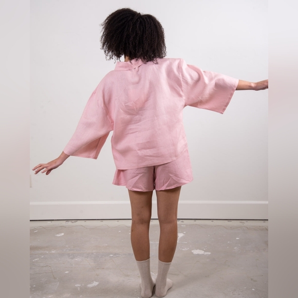 {Sonderhouse} Pink Linen Women's Shorts (Only) - Size XL - Picture 3 of 12